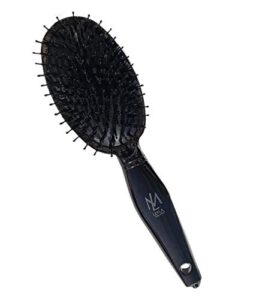 leyla milani hair detangler brush - miracle brush human hair brushes for sensitive scalp, gentle detangling, shine, volumizing, nylon boar bristle, best paddle brush for women, men, kids (black)