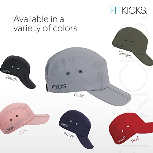 FITKICKS Folding Cap, Comfortable and Adjustable Ball Cap, UPF 50+ Sun Cap for Men and Women, Gray V2