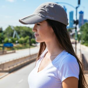 FITKICKS Folding Cap, Comfortable and Adjustable Ball Cap, UPF 50+ Sun Cap for Men and Women, Gray V2