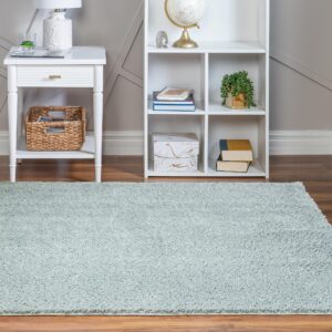 rugs.com soft solid shag collection runner rug – 8 ft square sage green shag rug perfect for hallways, entryways