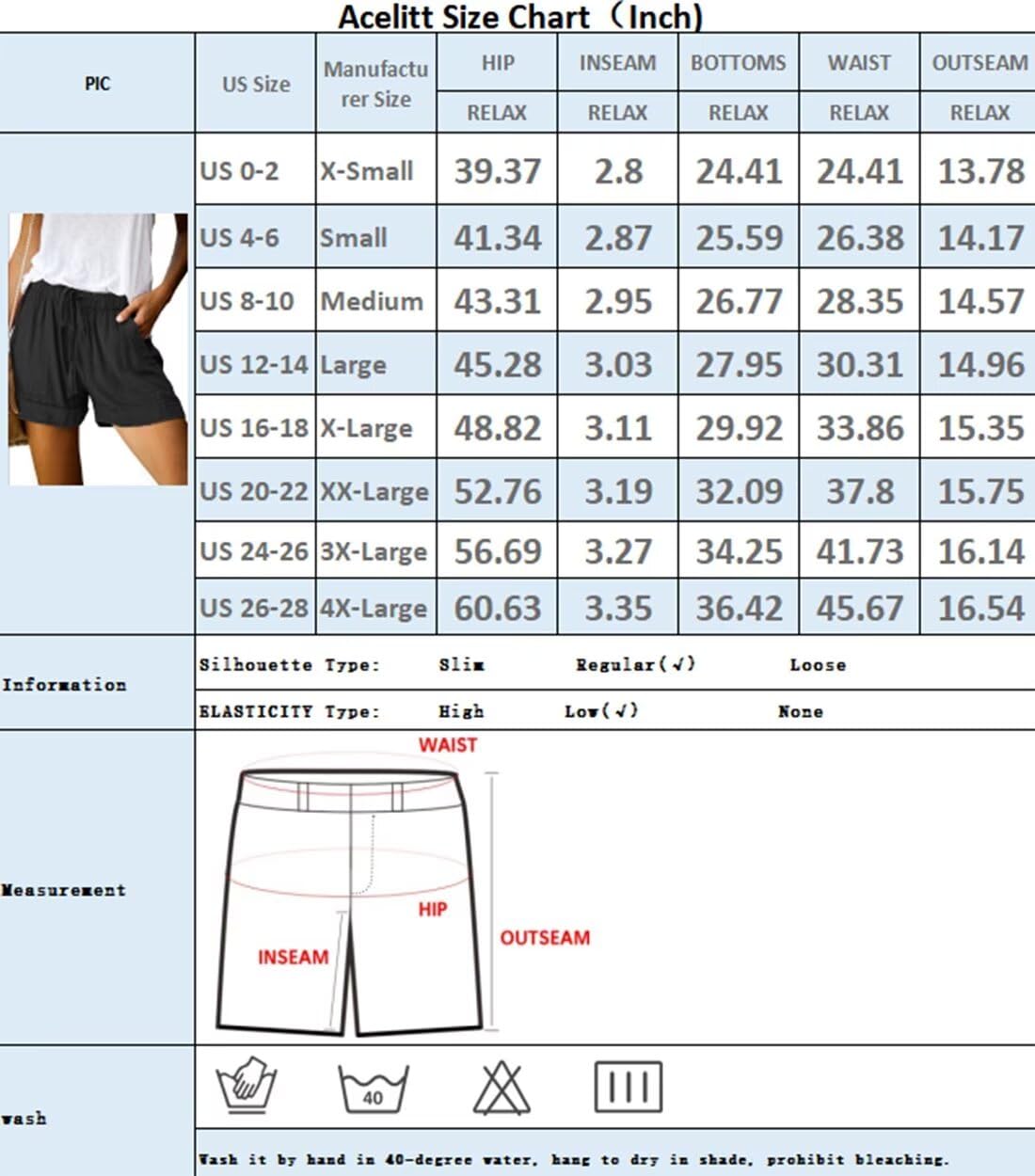 Acelitt Women Ladies Summer Casual Loose Comfy Drawstring Elastic Waist Pocketed Shorts Pants Black Large