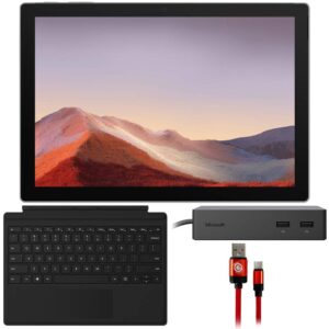 microsoft vat-00001 surface pro 7 12.3-inch touch intel i7-1065g7 16gb/512gb, platinum bundle surface dock, surface pro signature type cover and type-c charge and sync usb cable