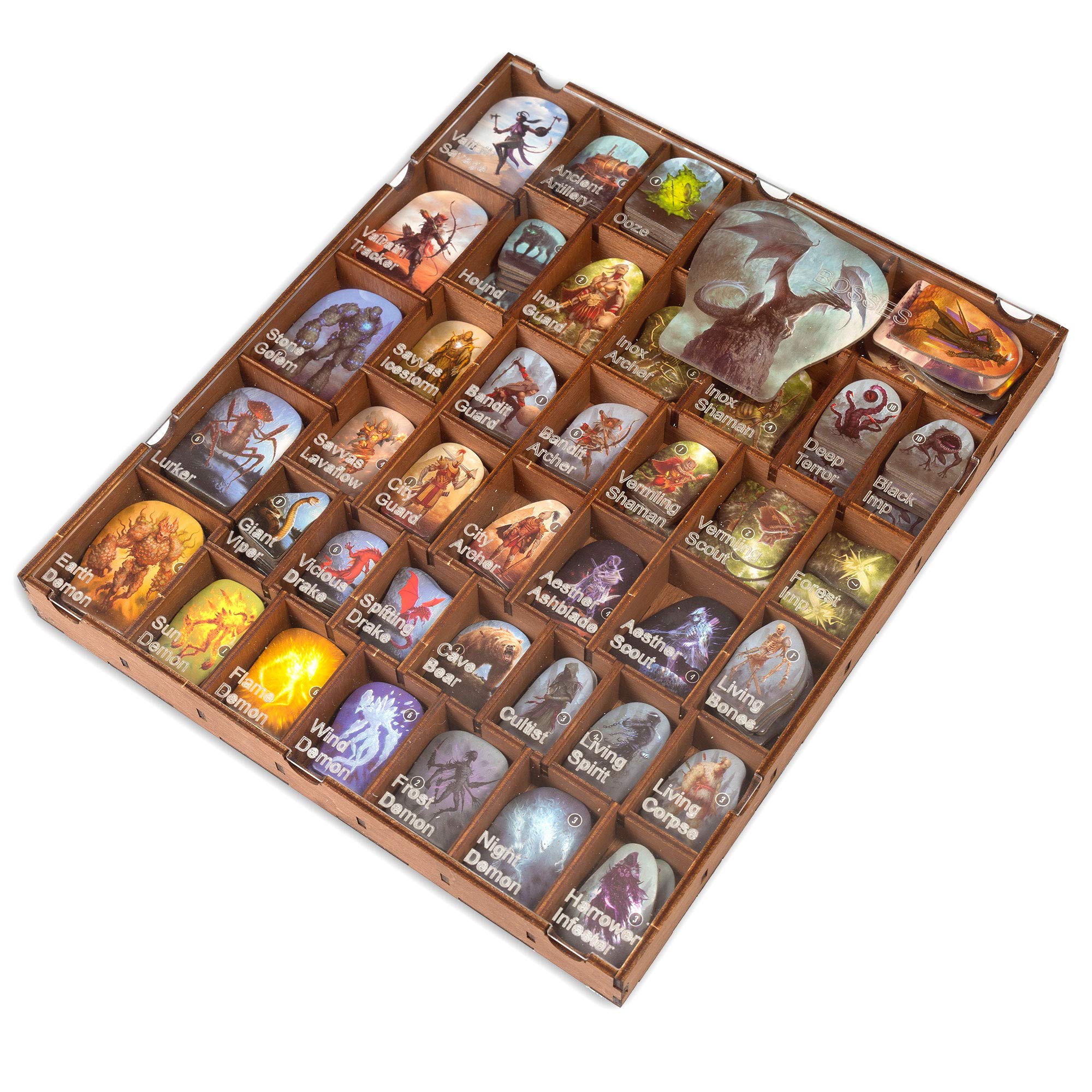 SMONEX Wooden Organizer and Four Player Boards Compatible with Gloomhaven Board Game - Box Suitable for Storage All Gloomhaven Expansions - Insert and Storage