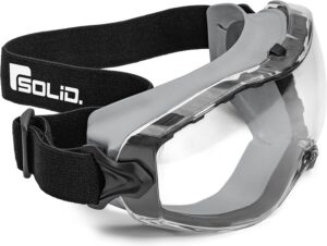 solidwork safety goggles anti-fog clear lens with adjustable elastic headband. safety goggles & glasses fit for all - protective eyewear for men & women.