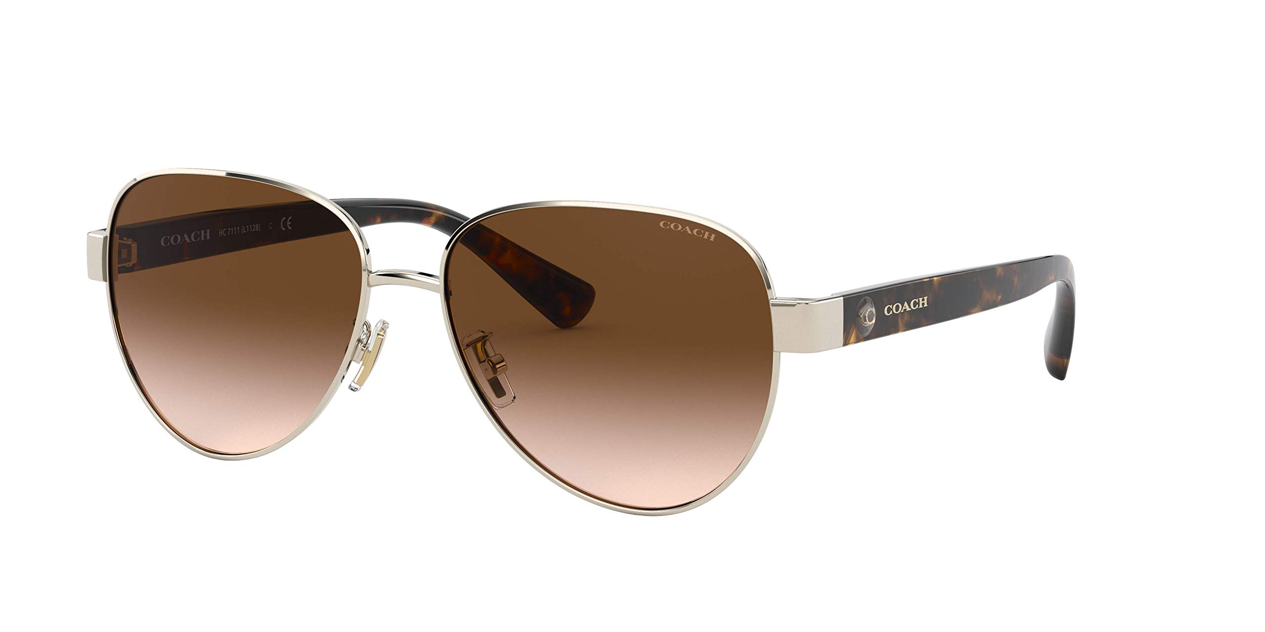 Coach HC7111 Sunglasses, Light Gold/Brown Gradient, 57 mm