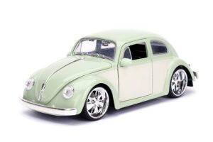 bigtime kustoms 1:24 1959 volkswagen beetle die-cast car light green, toys for kids and adults