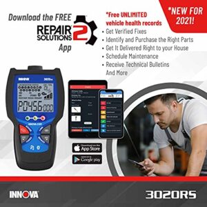 INNOVA 3020RS Fast & Easy-to-Use Check Engine Code Reader, OBD2 Scan tool for ABS Clear with Fix & Part Recommendations, Maintenance Schedules, & Free TSBs on iPhone & Android