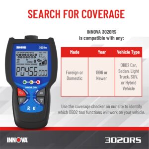 INNOVA 3020RS Fast & Easy-to-Use Check Engine Code Reader, OBD2 Scan tool for ABS Clear with Fix & Part Recommendations, Maintenance Schedules, & Free TSBs on iPhone & Android