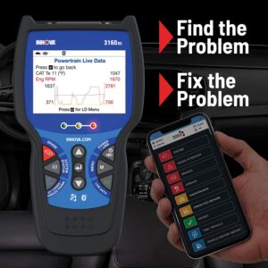 INNOVA 3160RS OBD2 Scanner, ABS Brake Bleeder, ABS SRS Engine Transmission Diagnoses, Airbag Light Reset, Car Battery Tester & Alternator Tester, Battery Reset, Fix & Parts Recommendations