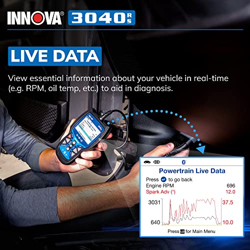 INNOVA 3040RS, OBD2 Scanner, Live Data Streamer, Battery/Alt Tester, Reset Check Engine Light/Brake Light/Oil Light, Free Mechanic Recommended Fix & Parts & Est Repair Cost, Lifetime Free Update