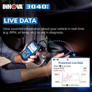 INNOVA 3040RS, OBD2 Scanner, Live Data Streamer, Battery/Alt Tester, Reset Check Engine Light/Brake Light/Oil Light, Free Mechanic Recommended Fix & Parts & Est Repair Cost, Lifetime Free Update