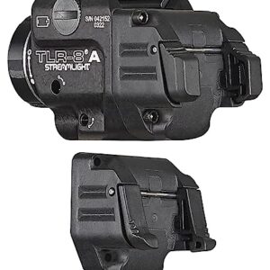 Streamlight 69414 TLR-8A Flex 500-Lumen Low Profile Pistol Light with Integrated Red Laser for Select Handguns, Includes Rear Switch Options, Mounting Kit, and Keys, Black