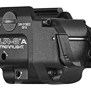 Streamlight 69414 TLR-8A Flex 500-Lumen Low Profile Pistol Light with Integrated Red Laser for Select Handguns, Includes Rear Switch Options, Mounting Kit, and Keys, Black