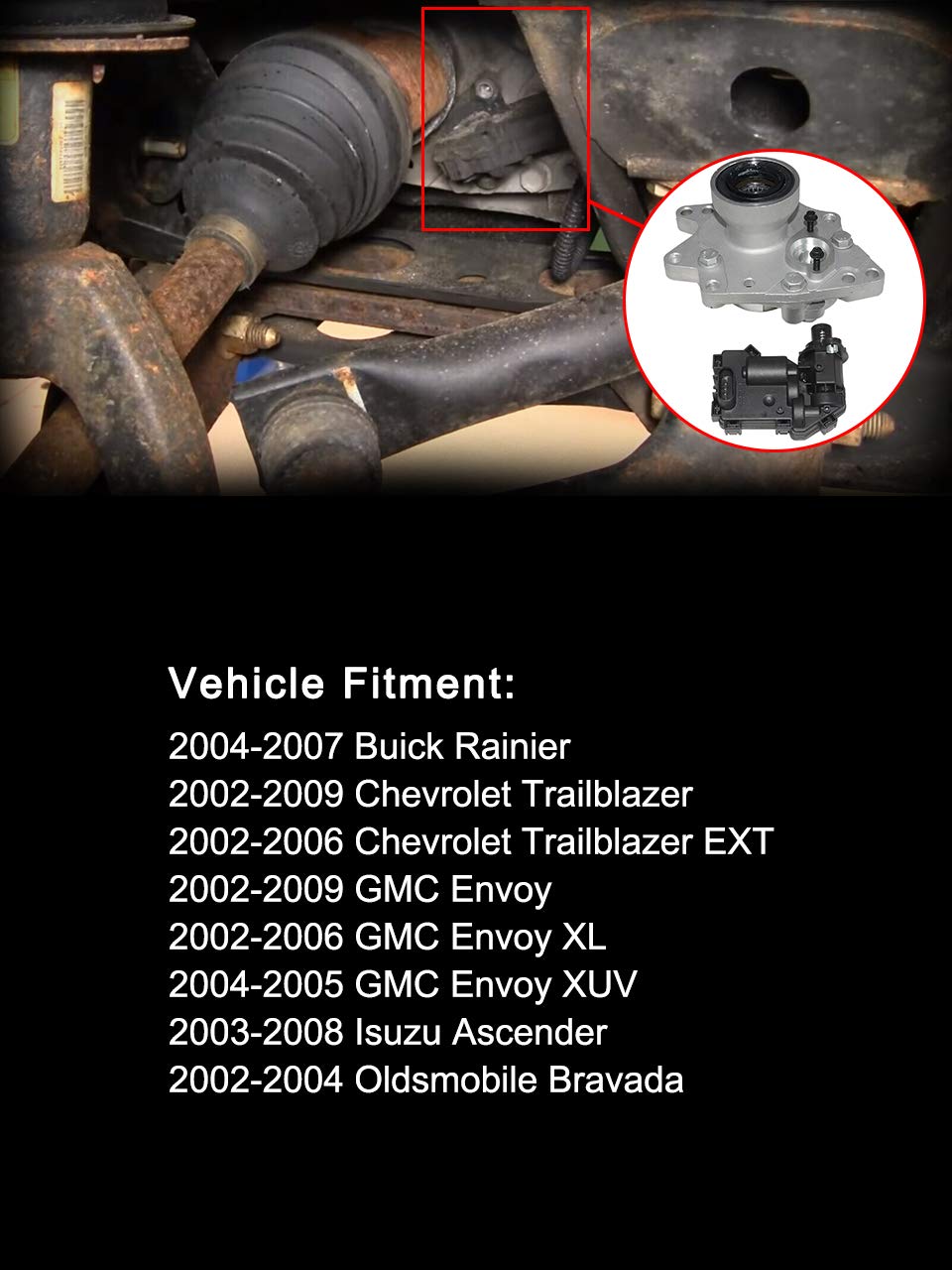 600115 4WD Front Differential Axle Actuator Disconnect Housing Fits for 2002-2009 Chevy Trailblazer Envoy Bravada Ascender 9-7x, Intermediate Shaft Bearing Assembly Replace# 12471623 600-115