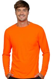 ingear rash guard long sleeve swim shirt for men upf 50+ sun protection, quick dry, moisture wicking, light weight, long sleeves shirt for outdoor sports (neon orange, 3x)