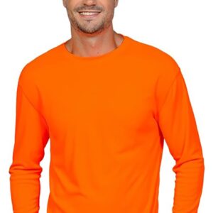 INGEAR Rash Guard Long Sleeve Swim Shirt for Men UPF 50+ Sun Protection, Quick Dry, Moisture Wicking, Light Weight, Long Sleeves Shirt for Outdoor Sports (Neon Orange, 3X)