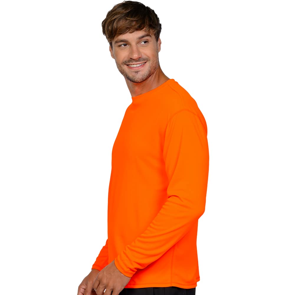 INGEAR Rash Guard Long Sleeve Swim Shirt for Men UPF 50+ Sun Protection, Quick Dry, Moisture Wicking, Light Weight, Long Sleeves Shirt for Outdoor Sports (Neon Orange, 3X)