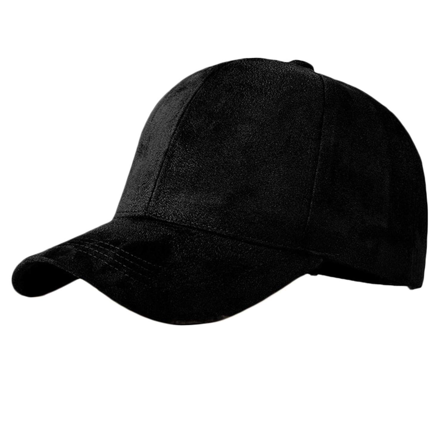 Andongnywell Classic Faux Leather Suede Baseball Cap Corduroy Dad Caps Adjustable Casual Low Profile Dad-Hat (One_Size,Black)