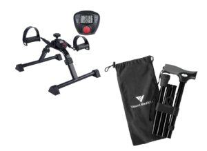 vaunn medical mobility assistance bundle - electronic pedal exerciser and folding walking cane