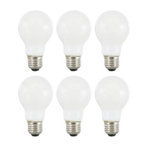 sylvania led truwave natural series a19 light bulb, 60w equivalent, efficient 8w, 800 lumens, medium base, dimmable, frosted, 2700k, soft white - pack of 6 (40813)