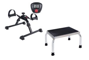 vaunn medical electronic pedal exerciser and foot step stool bundle