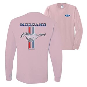 ford mustang classic pony usa logo emblem cars and trucks front and back mens long sleeve shirt, light pink, x-large