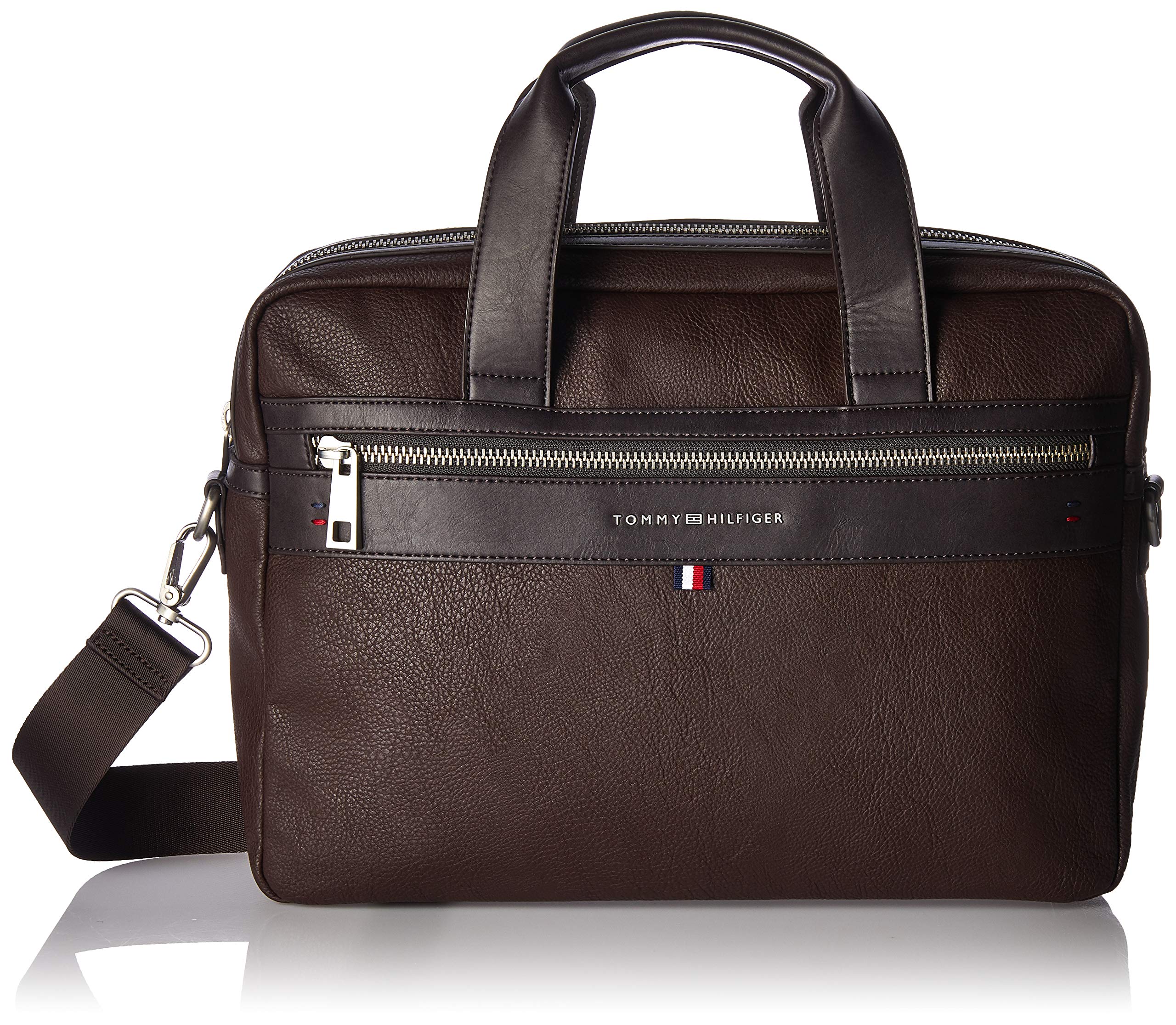 Tommy Hilfiger mens Tommy Hilfiger Leo BRIEFCASE, Dark Chocolate, OS US