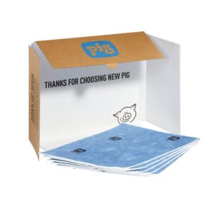 pig home solutions water absorbent mat - reusable - 5 pack - 15" x 19" pads - blue and white - pm50534
