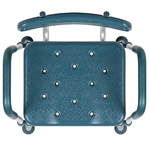 Flash Furniture HERCULES Series 300 Lb. Capacity Adjustable Navy Bath & Shower Chair with Quick Release Back & Arms