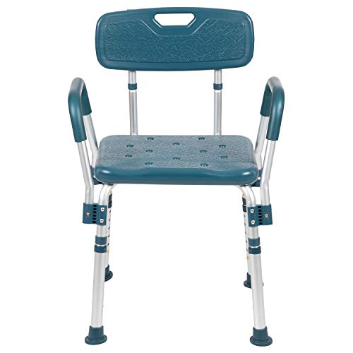 Flash Furniture HERCULES Series 300 Lb. Capacity Adjustable Navy Bath & Shower Chair with Quick Release Back & Arms