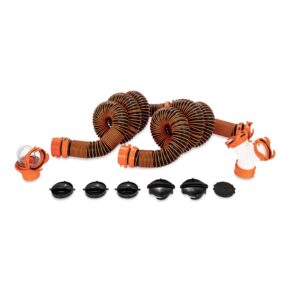 camco rhinoextreme 20’ camper/rv sewer hose | rv accessories include 360° clear swivel wye fitting & removable 4-in-1 adapter for rv storage and organization & more | tpe tech for durability (21056)