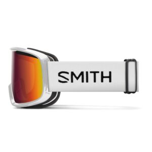 SMITH Frontier Goggles with Carbonic-x Lens – Performance Snowsports Goggles with Replaceable Lens for Skiing & Snowboarding – for Men & Women – White + Red Sol-X Mirror Lens