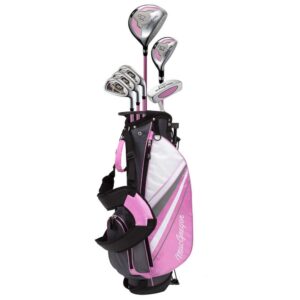 macgregor golf junior girls dct3000 premium golf club & stand bag package set, pink/white, right hand 9-12 years