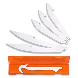 outdoor edge 3.5" razorsafe replacement knife blades - 6 piece combo set (3 drop-point, 2 boning/fillet, 1 gutting blades) plus blade storage box