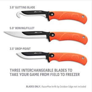 OUTDOOR EDGE 3.5" RazorSafe Replacement Knife Blades - 6 Piece Combo Set (3 Drop-Point, 2 Boning/Fillet, 1 Gutting Blades) plus Blade Storage Box