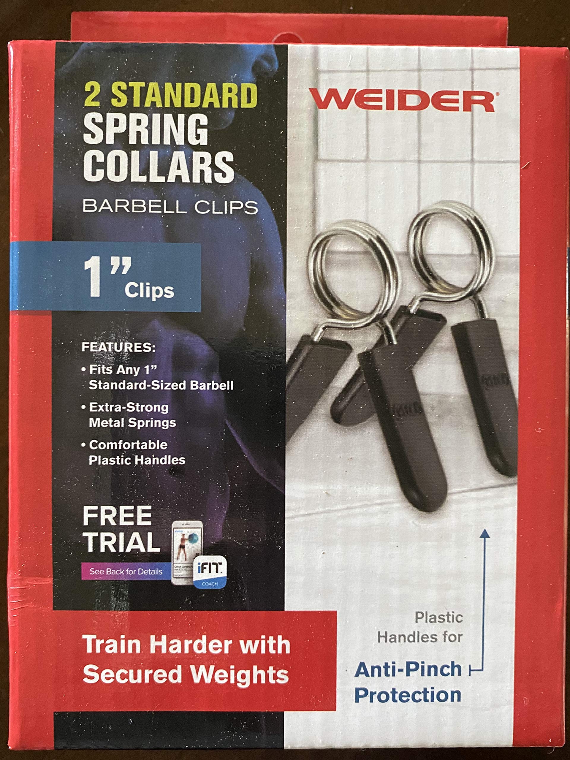 Weider Strength Standard Spring Clip Collars Safety Clips, Gray