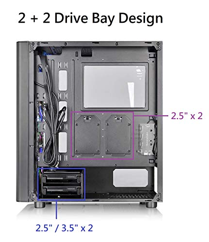 Thermaltake V250 Motherboard Sync ARGB ATX Mid-Tower Chassis with 3 120mm 5V Addressable RGB Fan + 1 Black 120mm Rear Fan Pre-Installed CA-1Q5-00M1WN-00