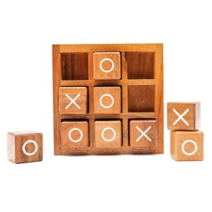 bsiri wooden xo blocks (l) tic tac toe board games - ideal for kids games, family games and game night for adults, farmhouse decor for coffee table decor and unique gifts for all occasion (5.5 inch)