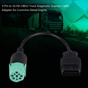 OBD2 Scanner Cable 9 Pin to 16 Pin Adapter Diagnostic Scanner Cable for Cummins Engine