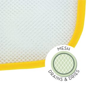 S&T INC. Baby Bath Toy Storage for Tub with Pockets, Kids Bath Toy Holder or Mesh Shower Caddy, Holds Kid Toys, Soaps, or Shampoos, 14 Inch by 20 Inch Net with Hooks Included, Yellow, 1 Pack