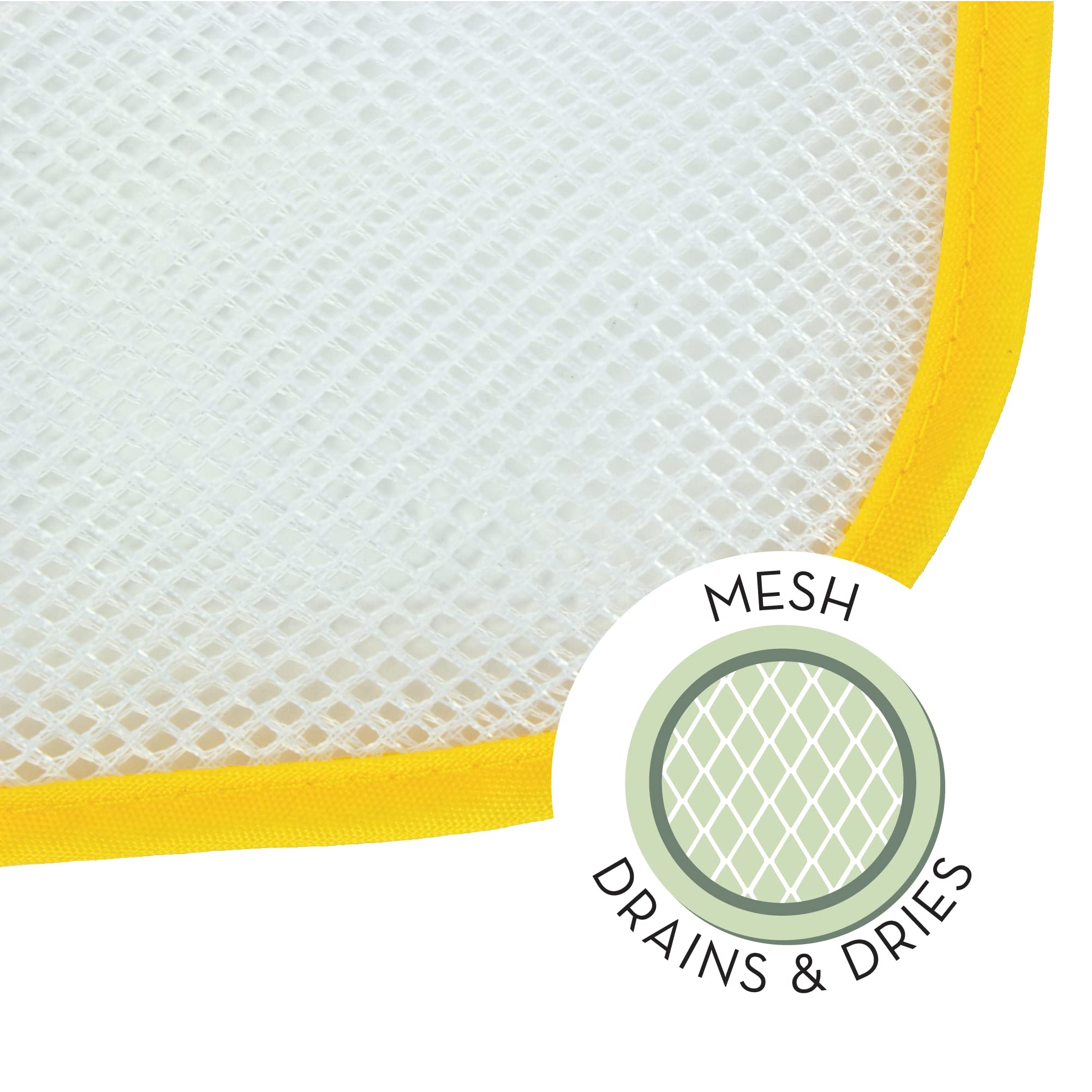 S&T INC. Baby Bath Toy Storage for Tub with Pockets, Kids Bath Toy Holder or Mesh Shower Caddy, Holds Kid Toys, Soaps, or Shampoos, 14 Inch by 20 Inch Net with Hooks Included, Yellow, 1 Pack