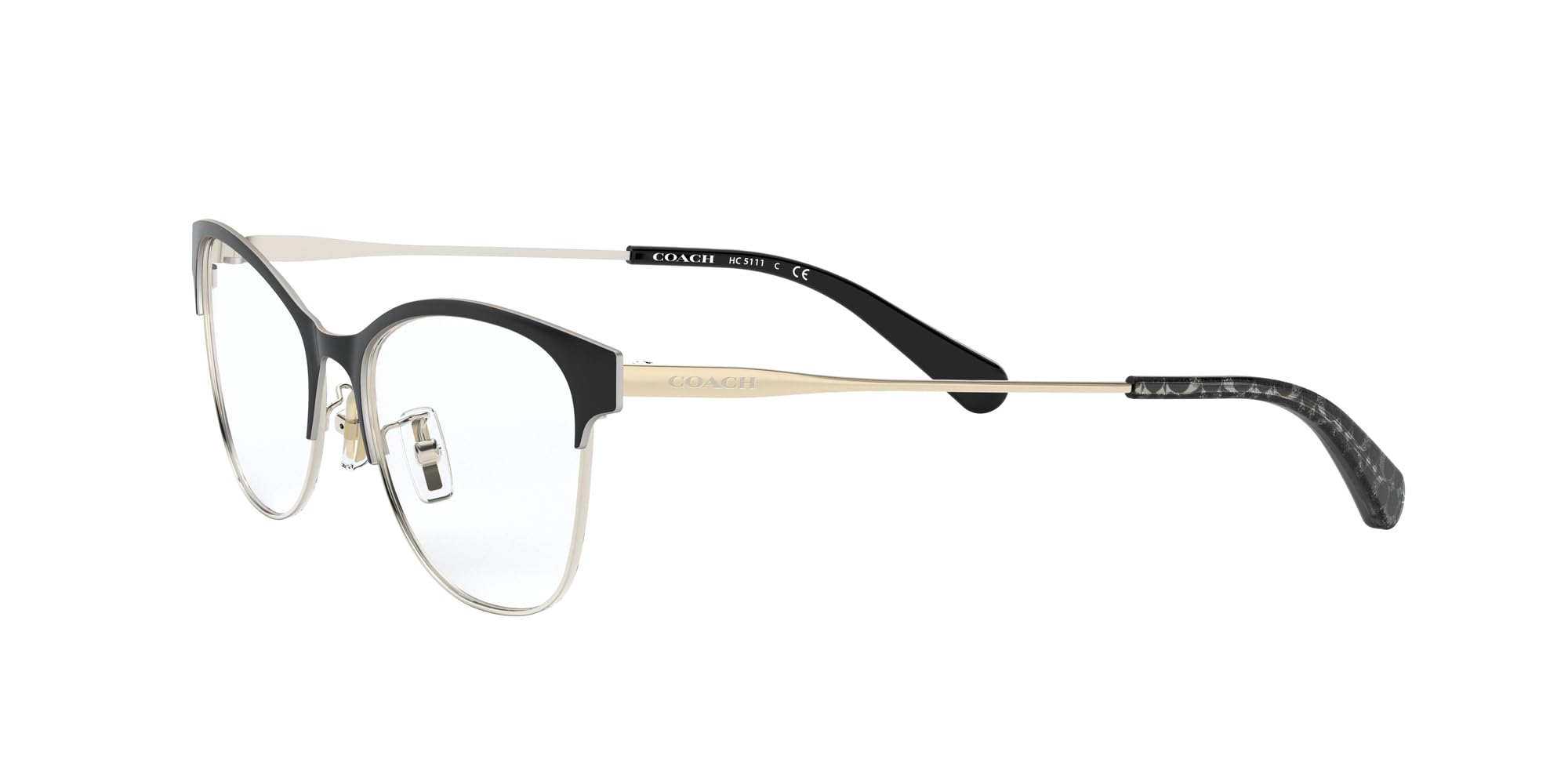 Coach HC5111 Prescription Eyewear Frames, Black/Light Gold/Demo Lens, 53 mm