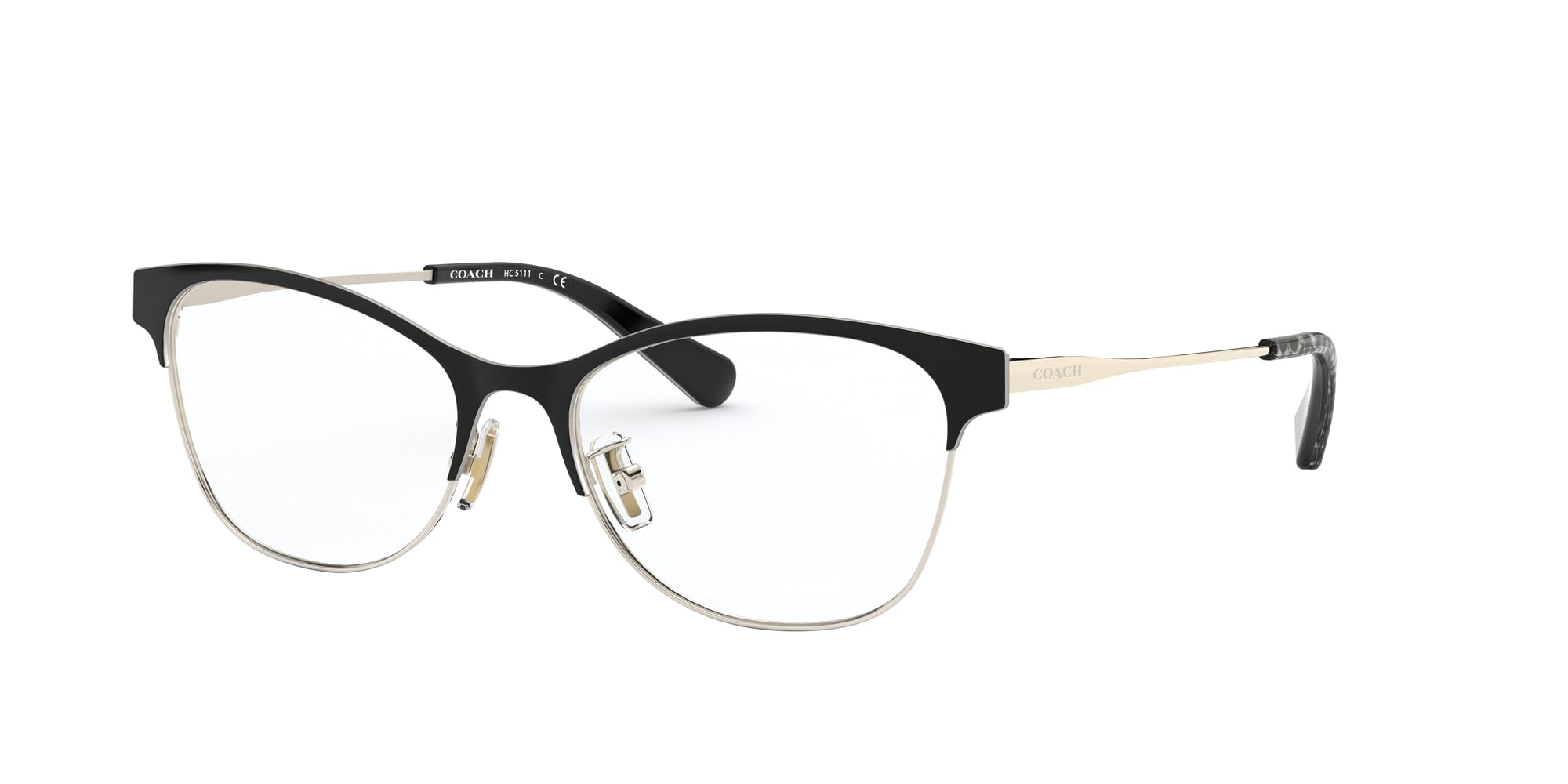 Coach HC5111 Prescription Eyewear Frames, Black/Light Gold/Demo Lens, 53 mm