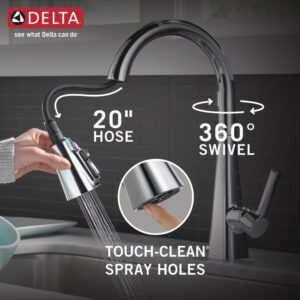 Delta Faucet Lenta Pull Down Kitchen Faucet Chrome, Chrome Kitchen Faucets with Pull Down Sprayer, Kitchen Sink Faucet, Faucet for Kitchen Sink with Magnetic Docking Spray Head, Chrome 19802Z-DST