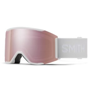 smith squad mag snow goggle asian fit (white vapor, chromapop everyday rose gold mirror + extra lens)