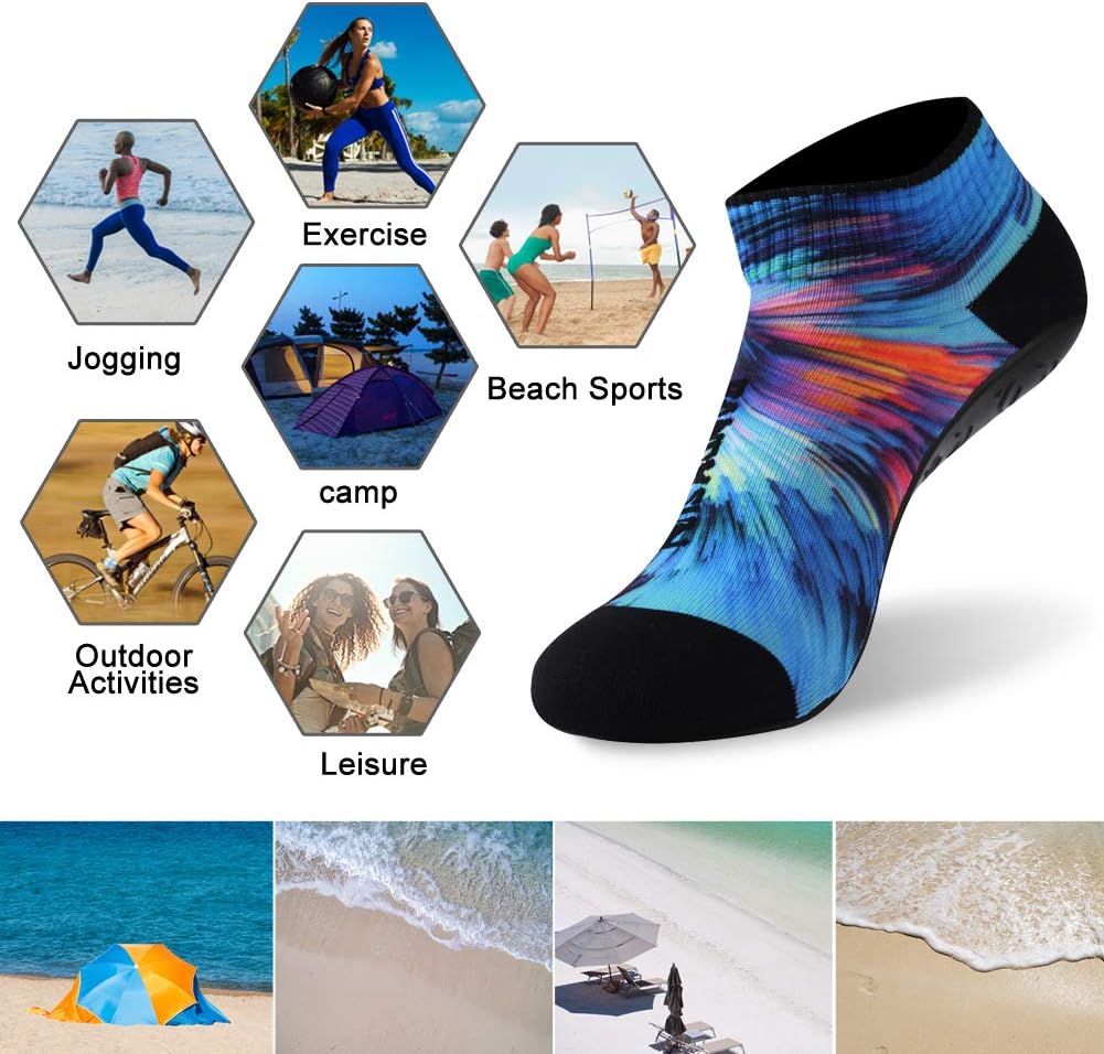 RANDY SUN Barefoot Quick-Dry Sand Beach Socks, Breathable Seamless Yoga Sock With TPE Sole