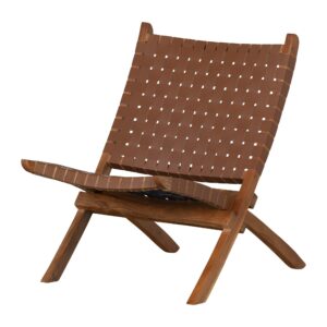 south shore balka woven leather lounge chair, auburn