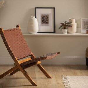 South Shore Balka Woven Leather Lounge Chair, Auburn