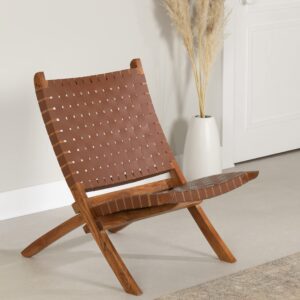 South Shore Balka Woven Leather Lounge Chair, Auburn