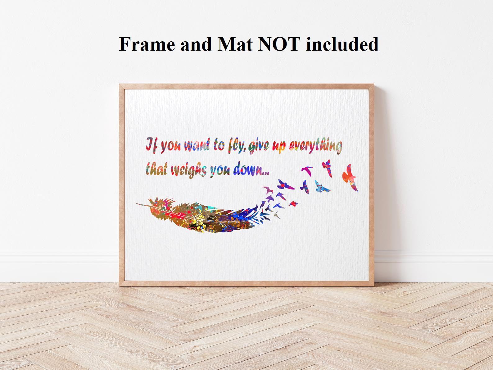 Dignovel Studios 8X10 Unframed Feather Motivational Inspirational Inspiring Quotes Watercolor Art Print Poster Home Decor DN505